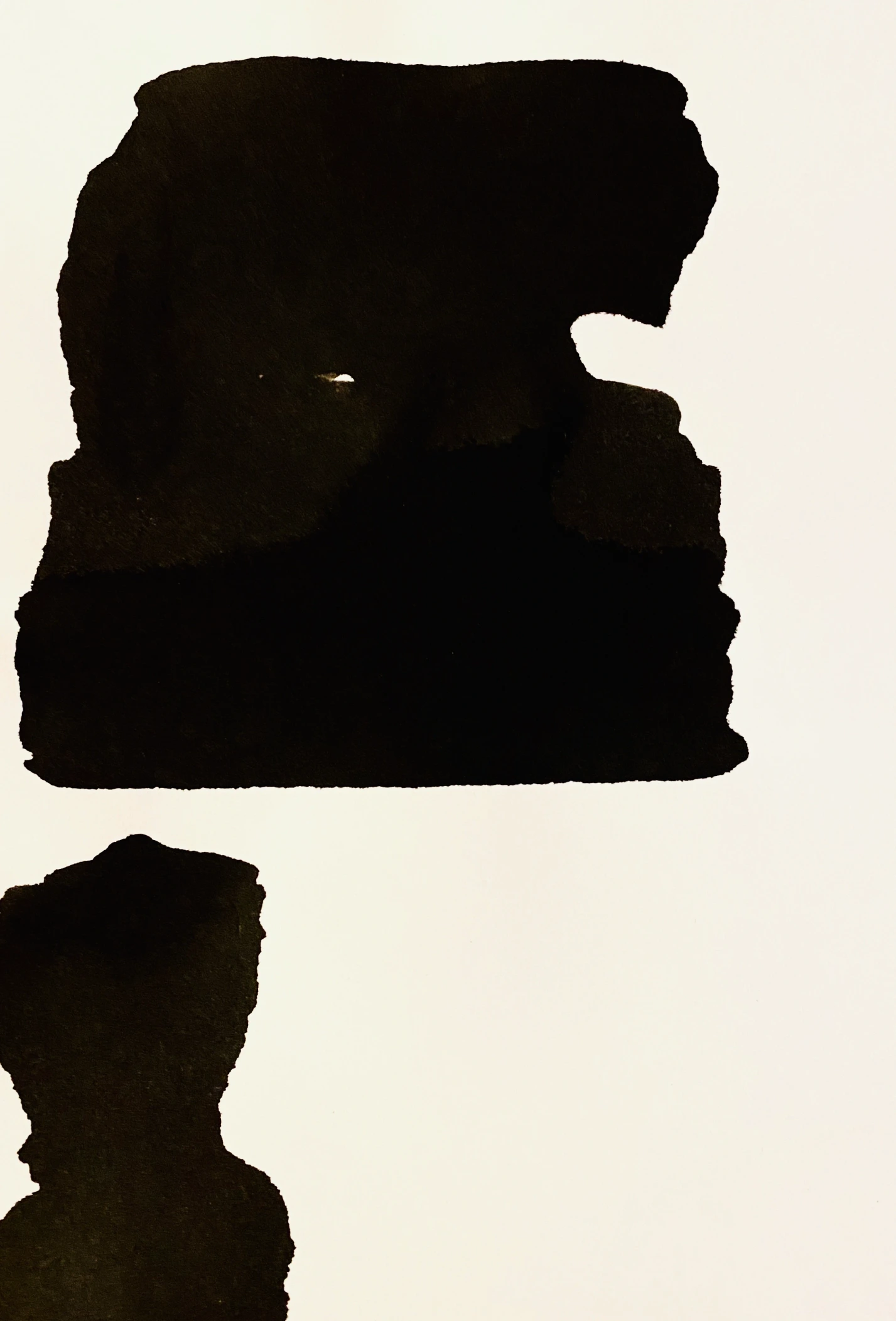 May Gil Art - Two black abstract ink shapes on white background from the 'Family' series