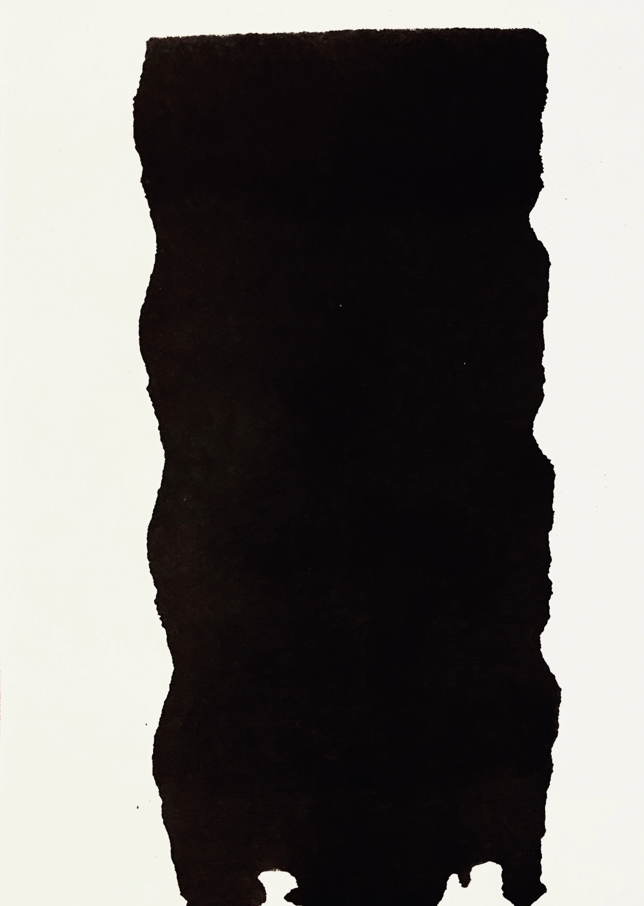 May Gil Art - Vertical black ink shape with irregular edges from the 'Family' series on white background